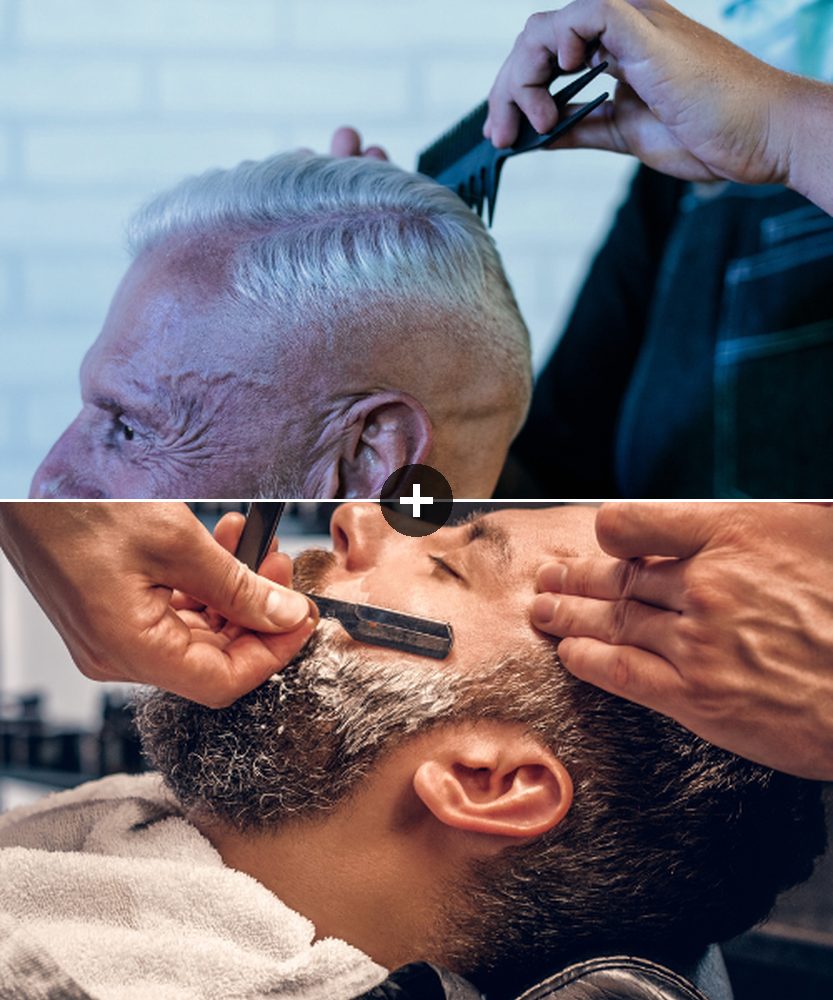 Senior haircut and shave at FlexCuts